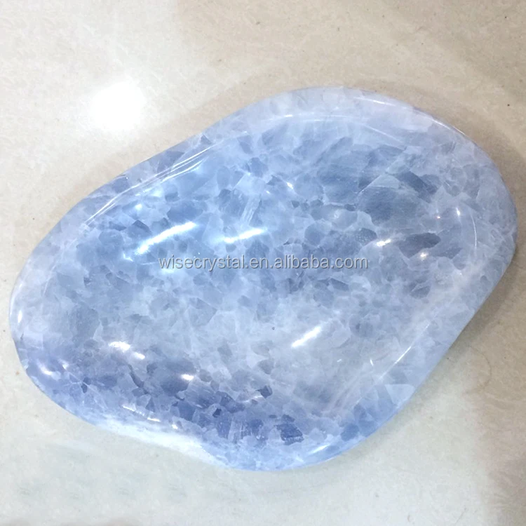 Reiki stone polished crystal healing celestite bowl Rough Stone polished
