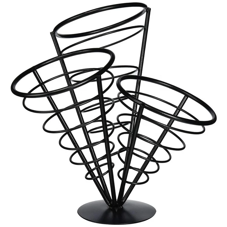 Black Iron Ice Cream Cone Holder Stand  Display Snow Cones Sushi Hand Rolls Popcorn Candy French Fries Sweets Savory