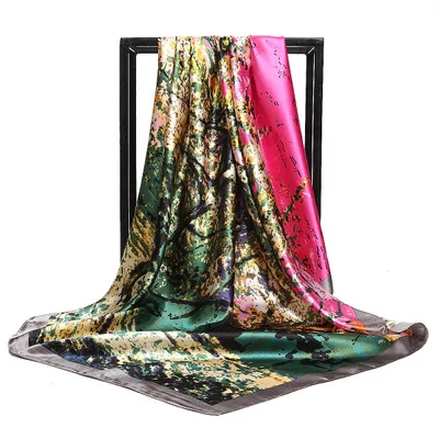 Latest 90X90 square polyester Van Gogh painting twill satin silk ladies neck scarf