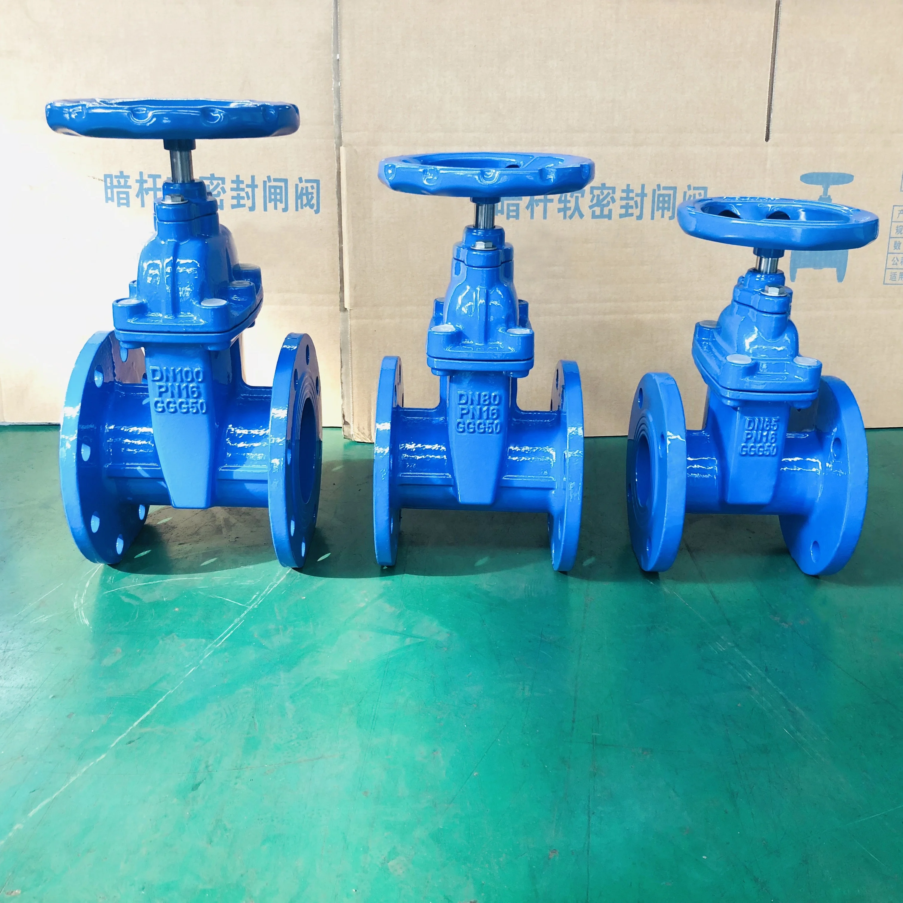 Non rising stem DIN 3352 F4 standard 100mm sluice gate valve