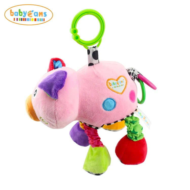 Baby soft stuff  Hanging  Toys with music funny pig animal activity toy OEM Customized manufacturer