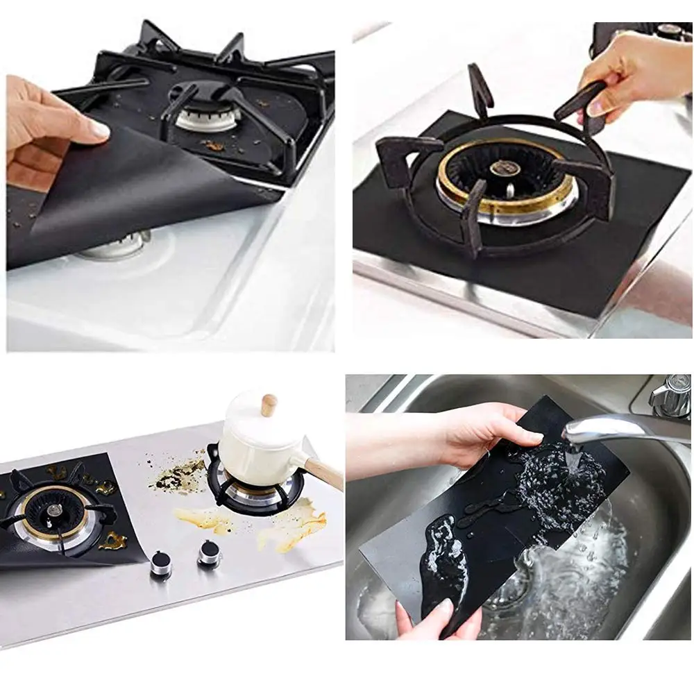 Black High Duty Use Gas Toaster Ovens Mat Reusable Oven Liner And Stove Burner Covers