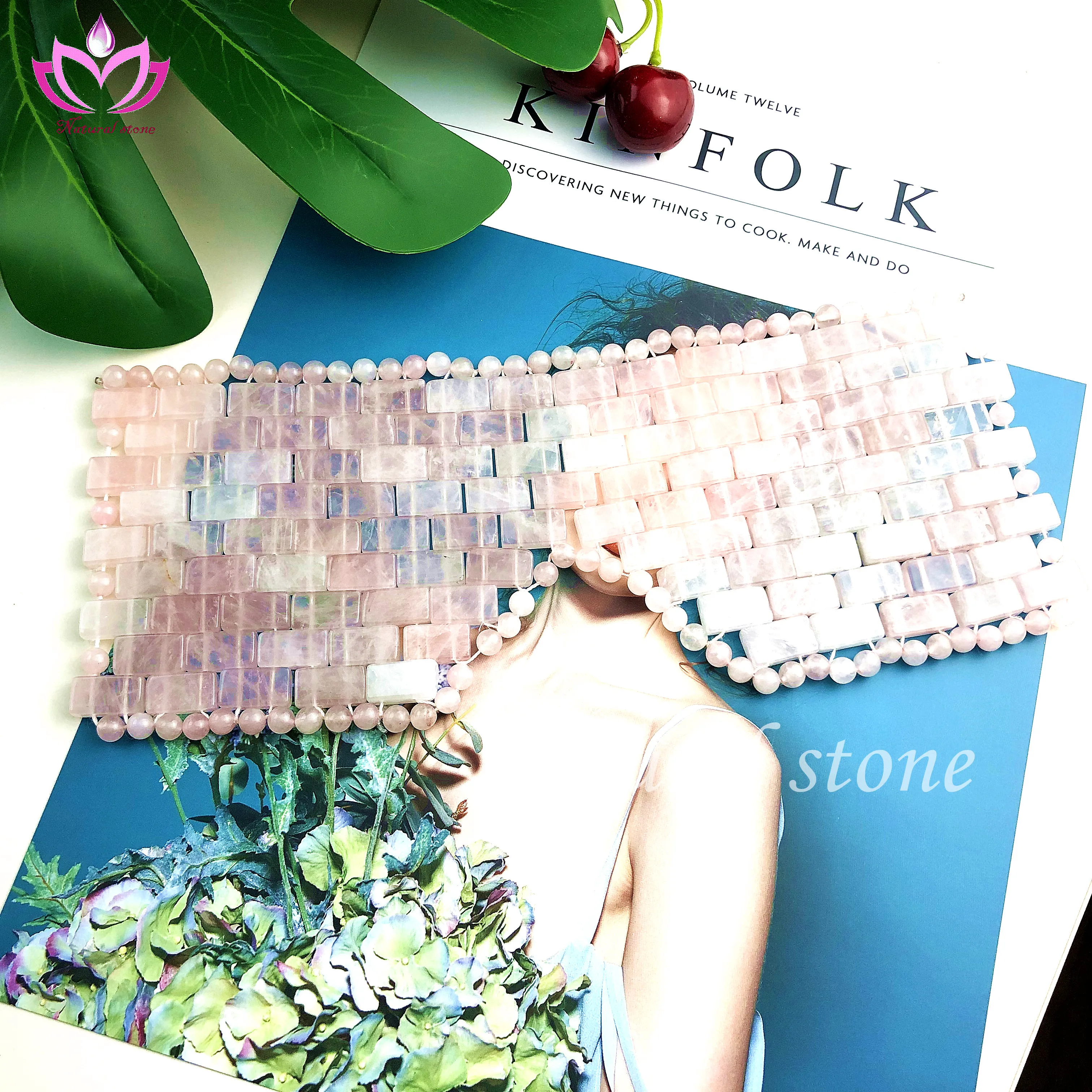 
Chinese natural rose quartz facial eyeshade portable facial massager 