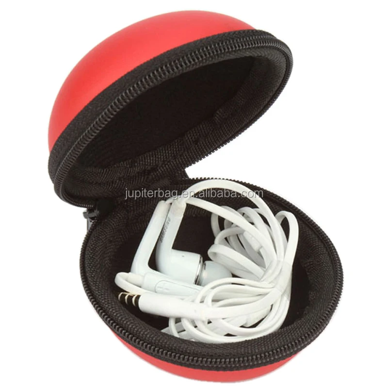 personalized red ball shape eva leather shockproof earphone earset earbud hard case