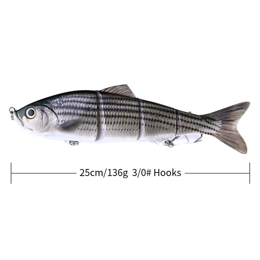 Hengjia new arrival 146g/25cm 3/0# fishing lure 3segment jointed swimbait