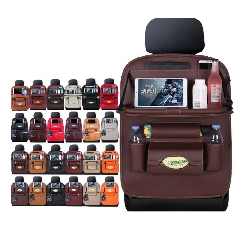 
High quality Leather car seat storage bag and car seat back storage bag car supplies 