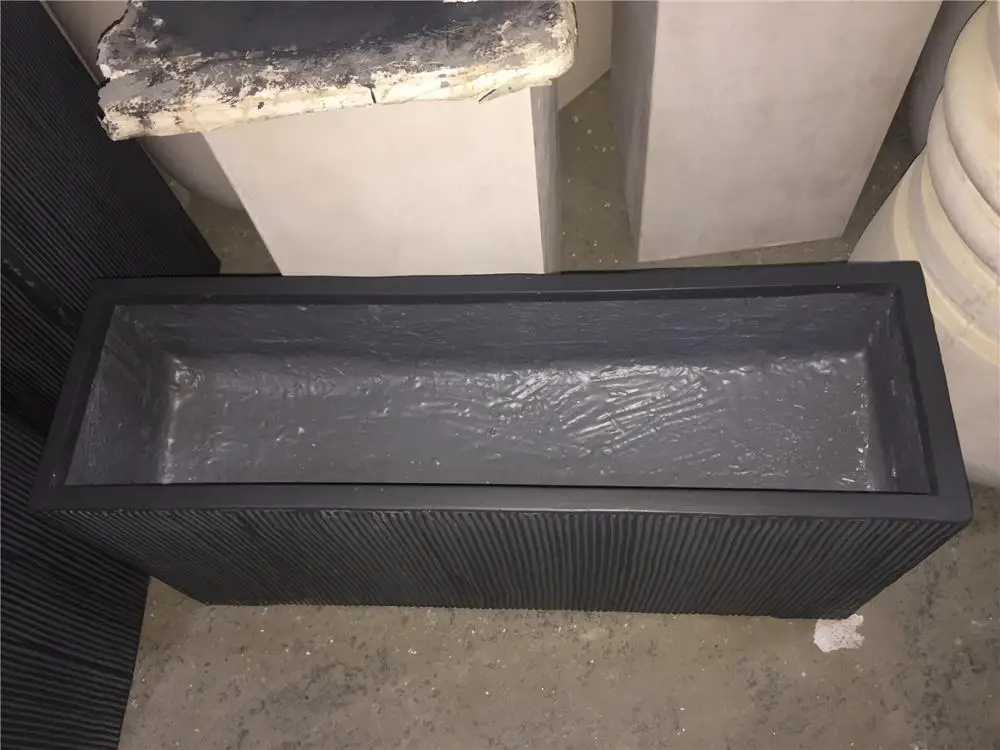 FRP Garden Resin Park Square Striped Floor Big Flower Vase Hotel Decor