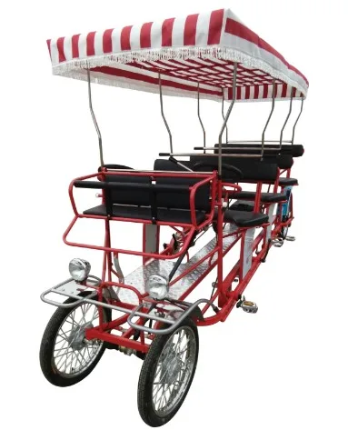 RENTAL SIGHTSEEING EX-SIZE 6PERSONS  4WHEELS  SURREY BIKE WITH LED LIGHT AND FRONT BABY SEAT QUADRICYCLE