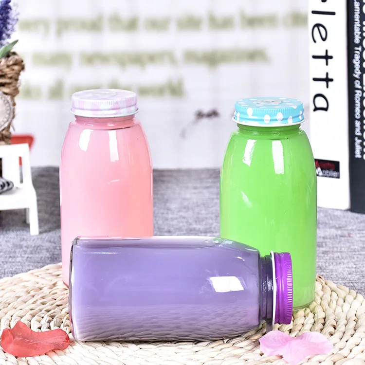 
Hot Sale Round Clear Scale Glass 250ml Milk Bottle Water Coffee juice Beverage Milk Bottle With Cap 