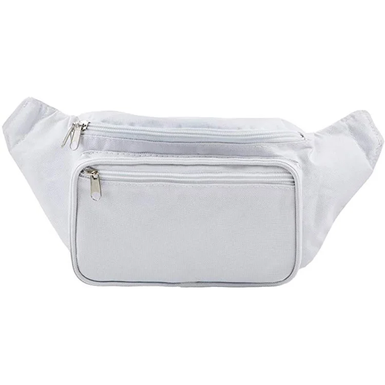 Private Label Fashion Waterproof Zipper Sport Fanny Pack White Waist Bag