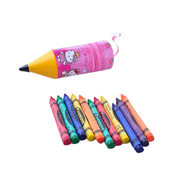 Wax triangle caryon type and set packaging crayons wax shaped into  plastic  bag