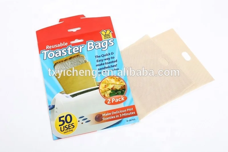 
non-stick PTFE coated glassfiber reusable toaster bags/sandwich cooking bags 