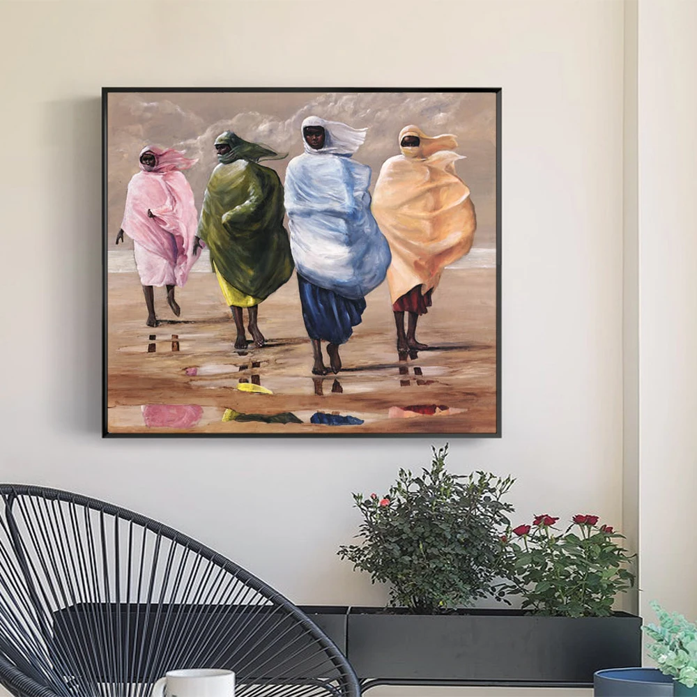 Wholesale Wall decor artwork large size abstract african women oil painting on canvas
