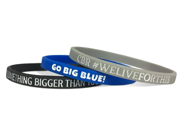 0.25 Inch Width Slim Debossed With Color Ink-filled Silicone Wristband