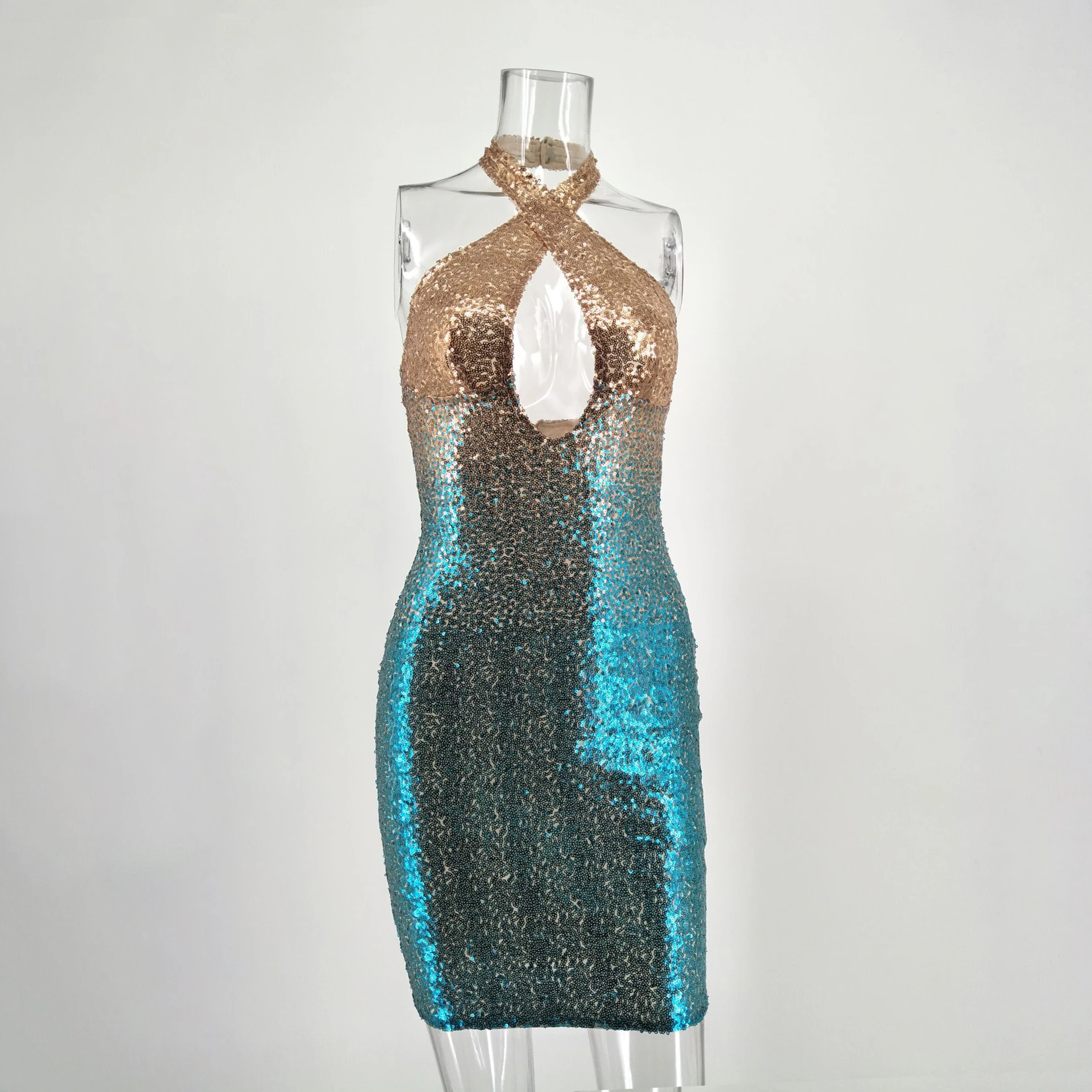 Ladies wear sexy sequins dance party backless dresses in length party honeymoon dresses