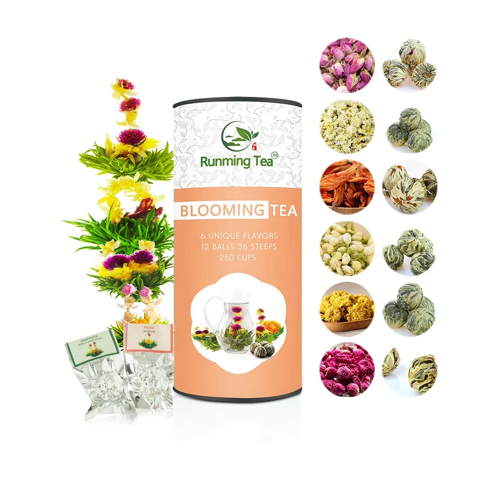 Органические чайные шарики, Серебряная игла, сказочный цветок лилии, цветущий жасмин, золотой цветок камелии, чайный цветок, цветущий горшок, Подарочная коробка, набор