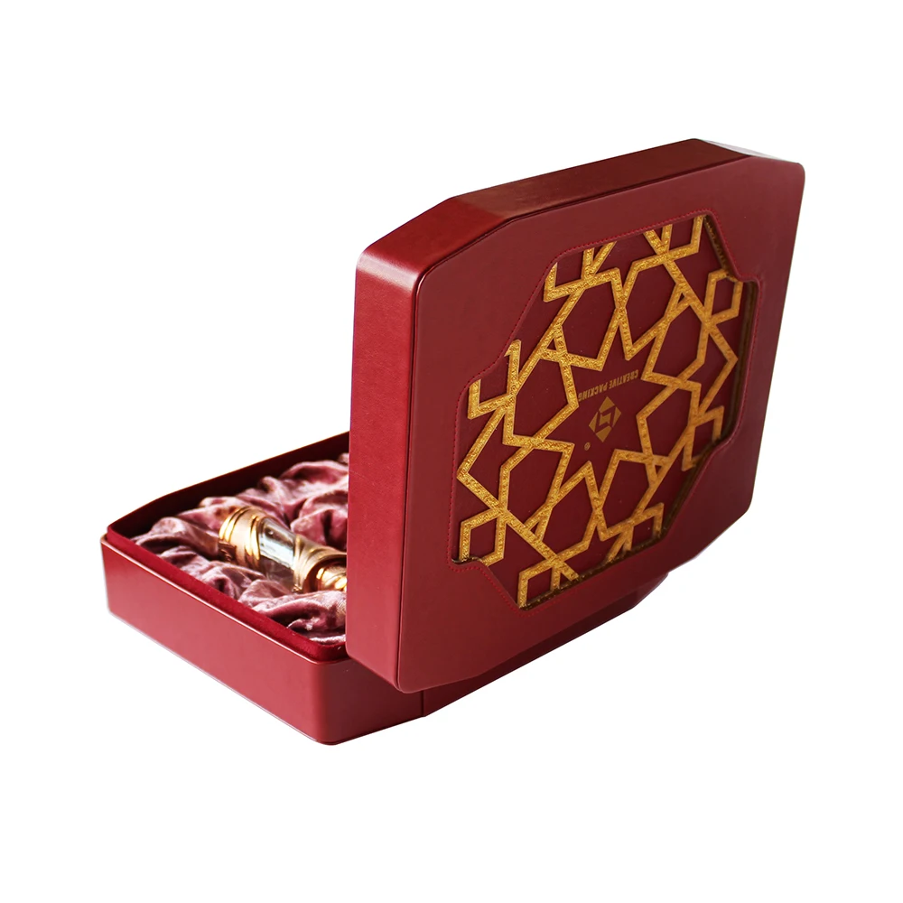 
2019 Hot Sales New Design PU Leather Special Custom Wedding Wooden Box Perfume Case Luxury Stylish Storage With Window 