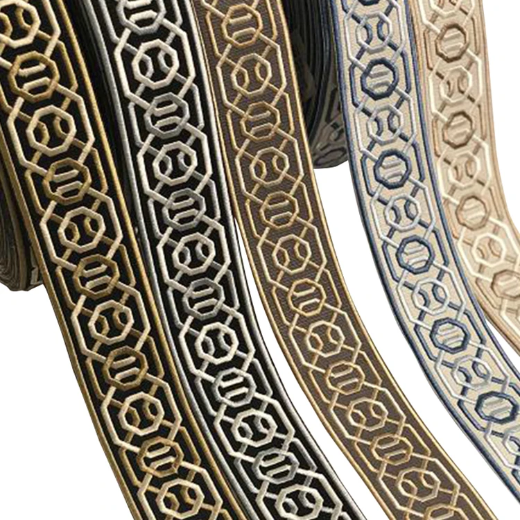 Оптовая продажа, пользовательская лазерная резка, Золотое кружево Zari для домашней отделки дивана и подушки