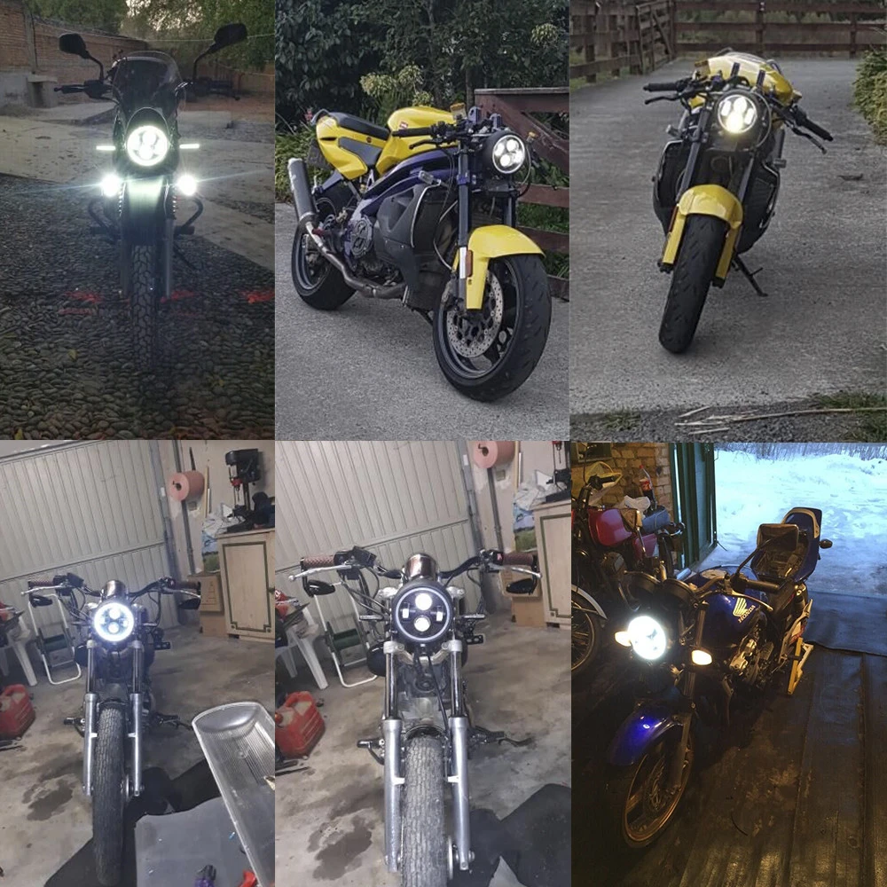 Светодиодная мотоциклетная фара 6,5 дюйма, 12 В, с ангельским глазом, подходит для Sportster Cafe Racer Bobber Iron 883 Dyna
