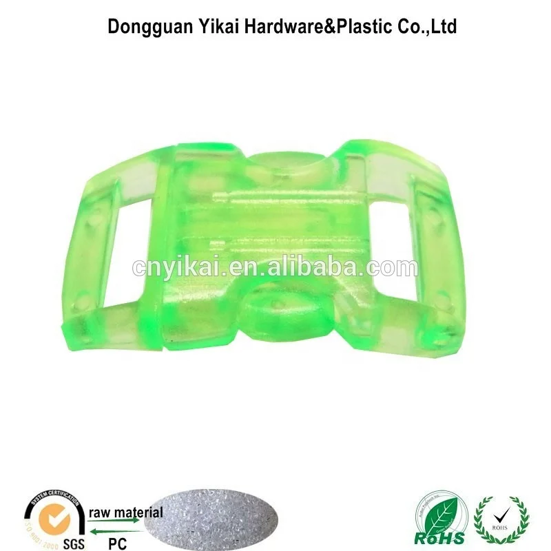 Dongguan YiKai 3/8 transparent side release buckle plastic ,plastic breakaway clasp