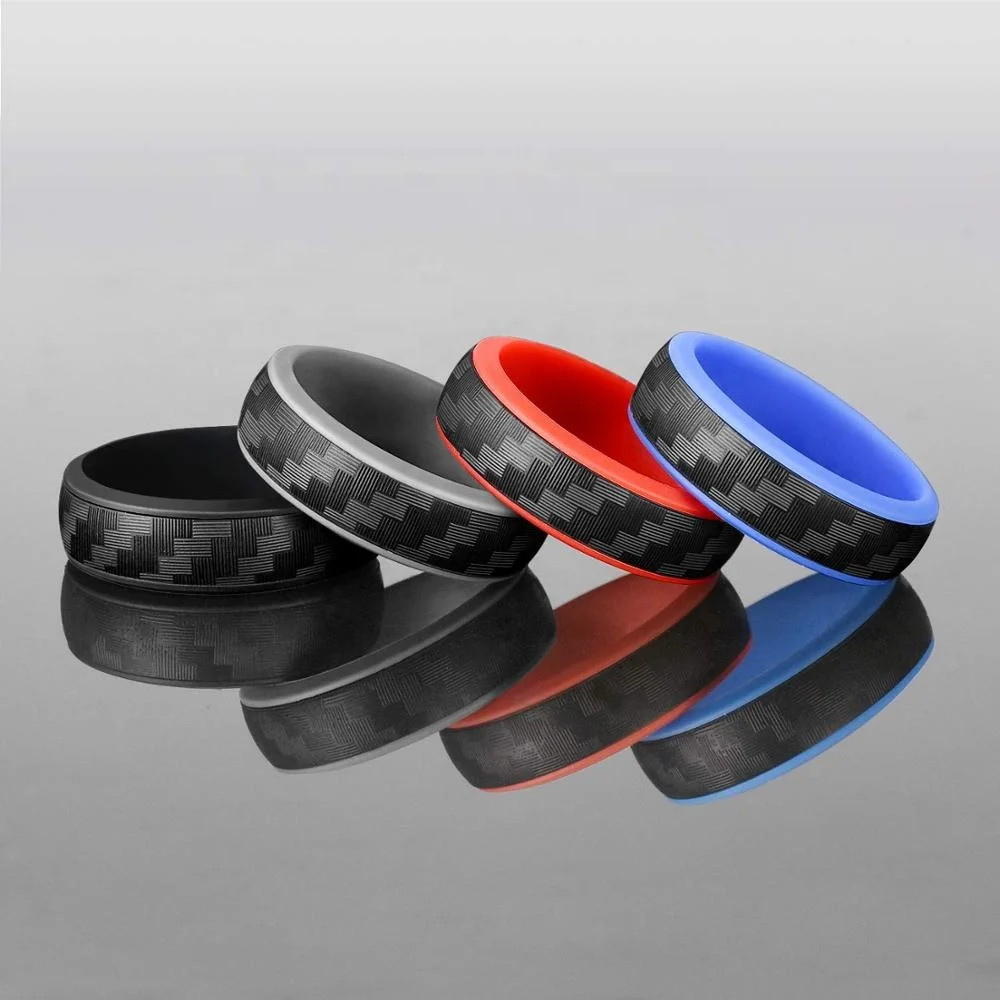 Силиконовый обручальное кольцо с изображением карбоновой нити медицинский прибор для измерения размер можно регулировать для человек