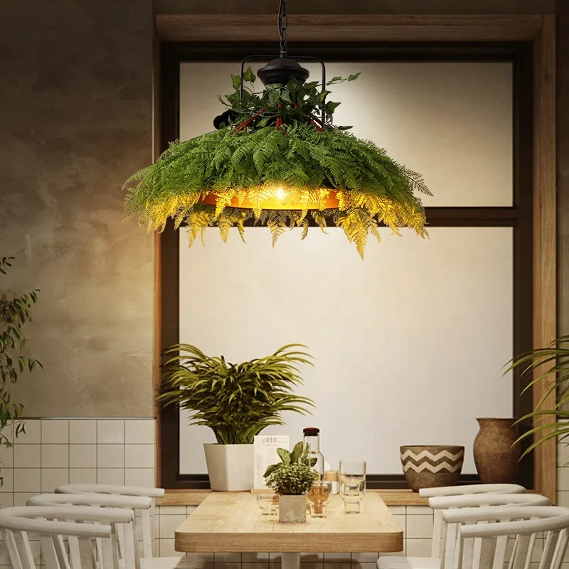 Creative DIY decorative retro iron restaurant bar decor Hanging Chandelier led industrial flower plant Ceiling Pendant light