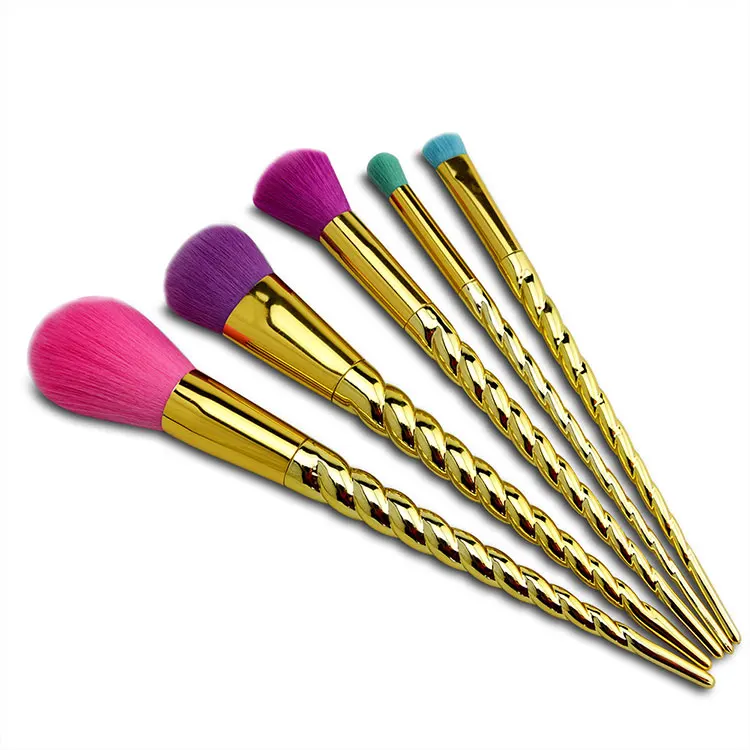 Custom professional 5pcs new tarte colorful rose gold spiral blusher powder contour makeup brushes brochas de maquillaje