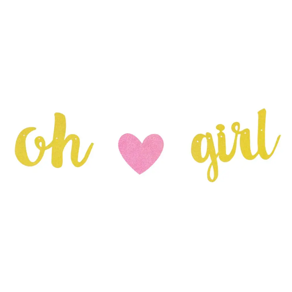 13Pcs Baby Girl Shower Party Decorations Set Includes Oh Girl Banner Pink Its a Girl Balloons Confetti Gold Heart Balloons
