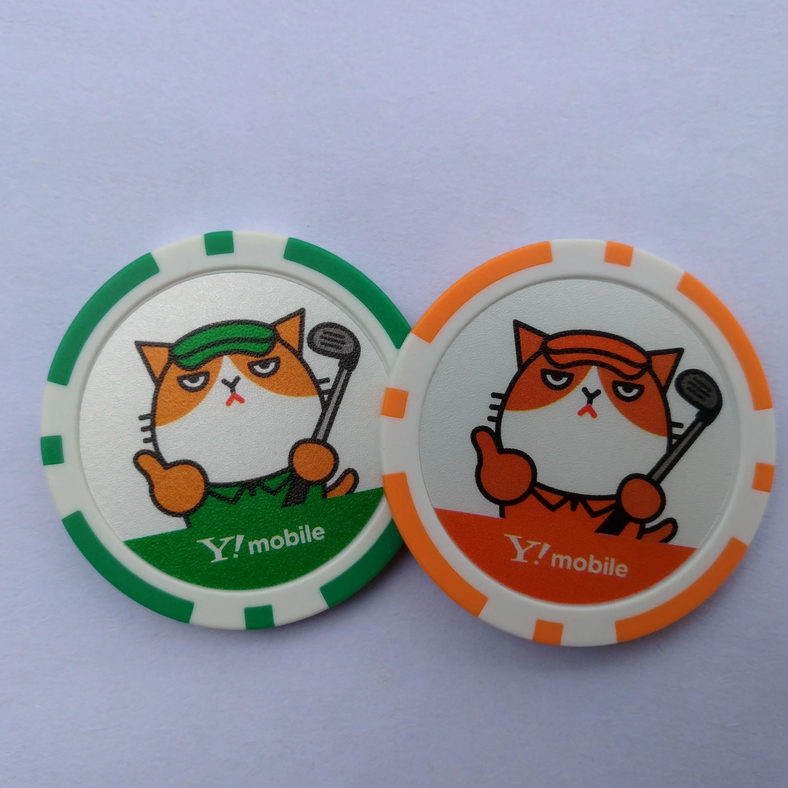 Custom logo printed on 2 sides ABS poker chips / Promotional Plastic Golf Ball Markers Plastic Poker Chip Casino Chip Wholesale