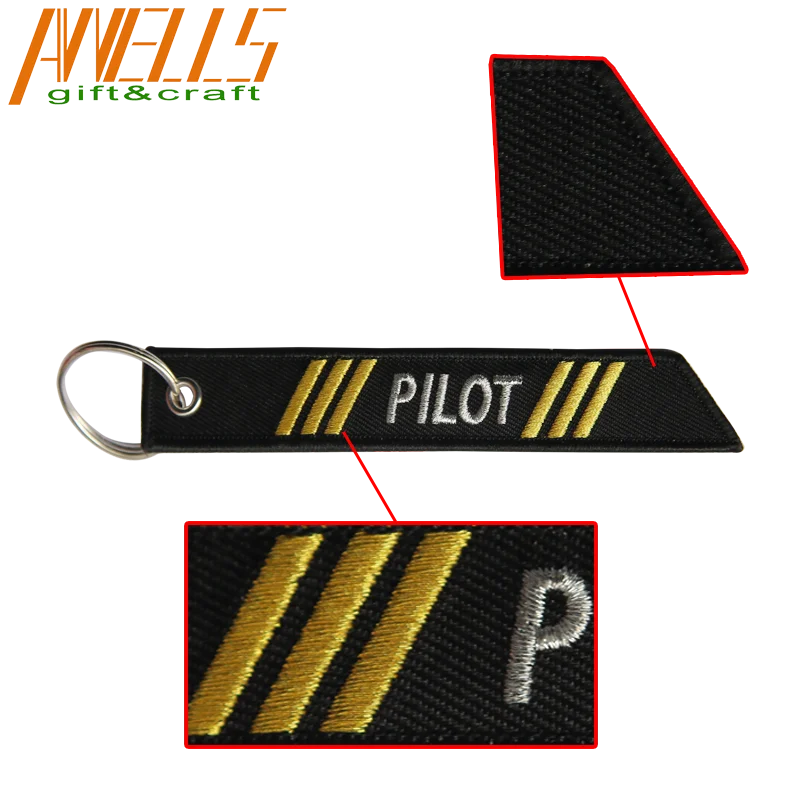 Customization Superior Quality Flight Keychains Blank Tags Custom Embroidery Design Your Own Key Tag