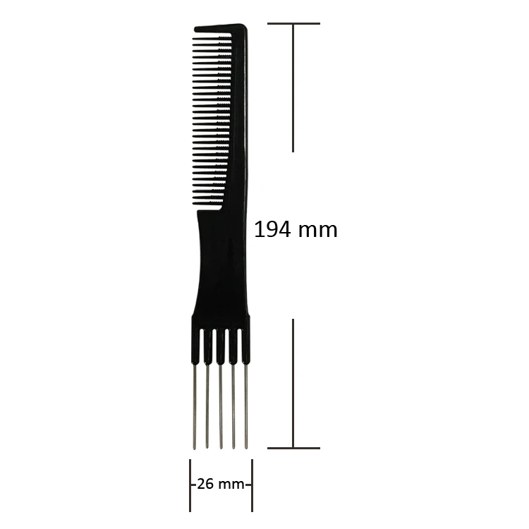Barber Trimming Hair Dresser Spike Styling Flipside Pin Pick Teasing comb with metal teeth pronged tail