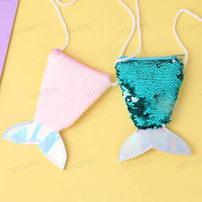 
Mermaid Sequin pocket Novelty zipper wallet glitter mini coin bag purse for kids 