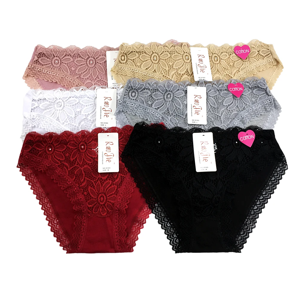 
Latest design women panties young girl wearing lace flower breathable women panties 