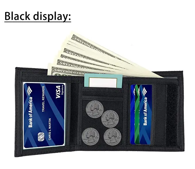 New Mens Canvas Trifold Leather Wallets for Boys Purse with id window