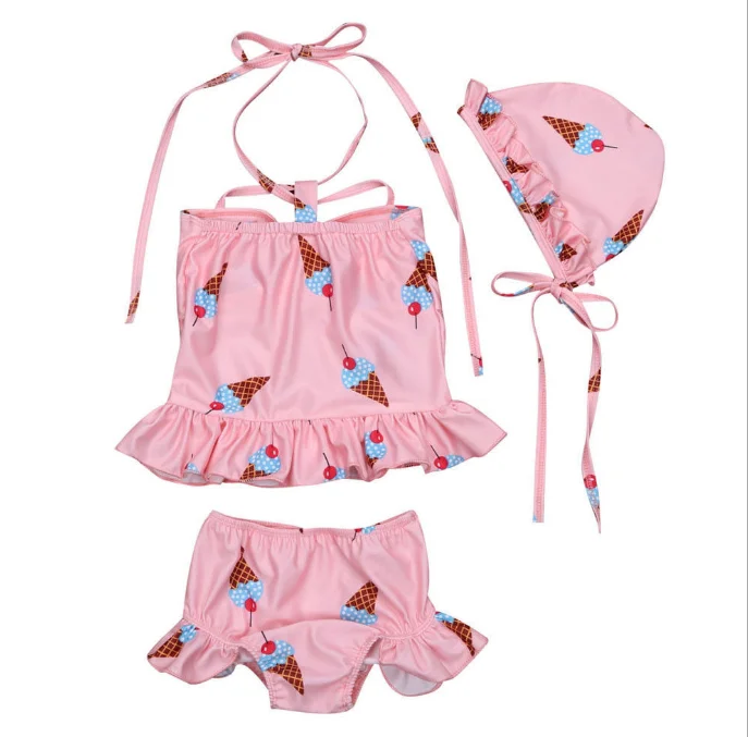2019 New Design Bathing Suit Swimwear Bikini Set Tankini Swimsuit with Hat 3pcs/set