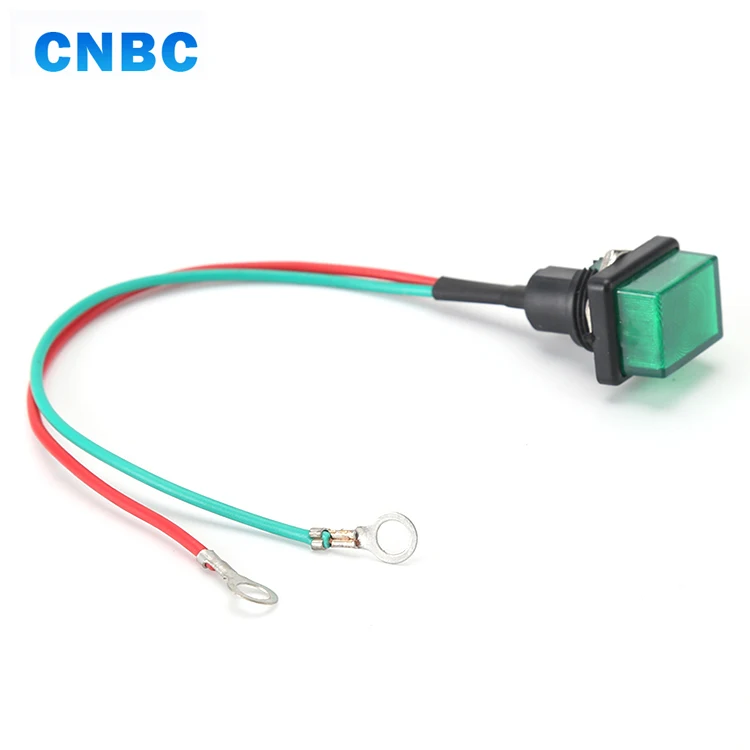 CE Square head shape yellow 24v 220v 110v 12v  plastic pilot lamp led indicator light with wire leading