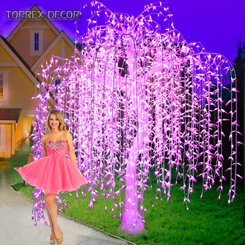 Outdoor waterproof 3.5m simulation artificial led lighted white willow tree