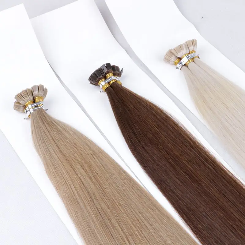 100% Cuticle Remy Human Hair Keratin Russian 1g Stick U Flat Pre Guled Micro Bonding Double Drawn Mini Tiny Tip Hair Extensions