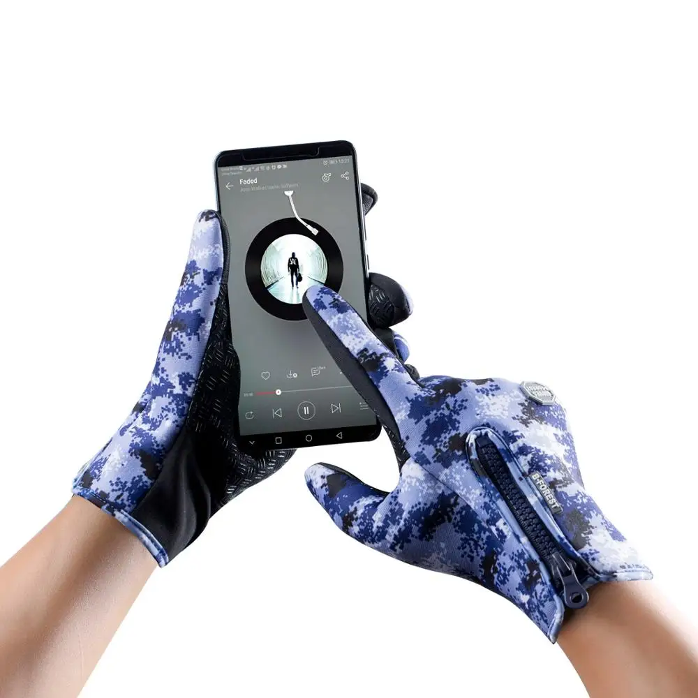 Камуфляжные велосипедные перчатки с пальцами для сенсорных экранов для мужчин и женщин, велосипедные перчатки, зимние велосипедные варежки