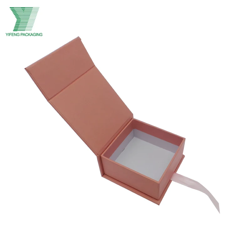 Luxury Custom Logo pink cardboard paper box ribbon Foldable Magnet Book Shape Paper Necklace Jewelry Box Packaging