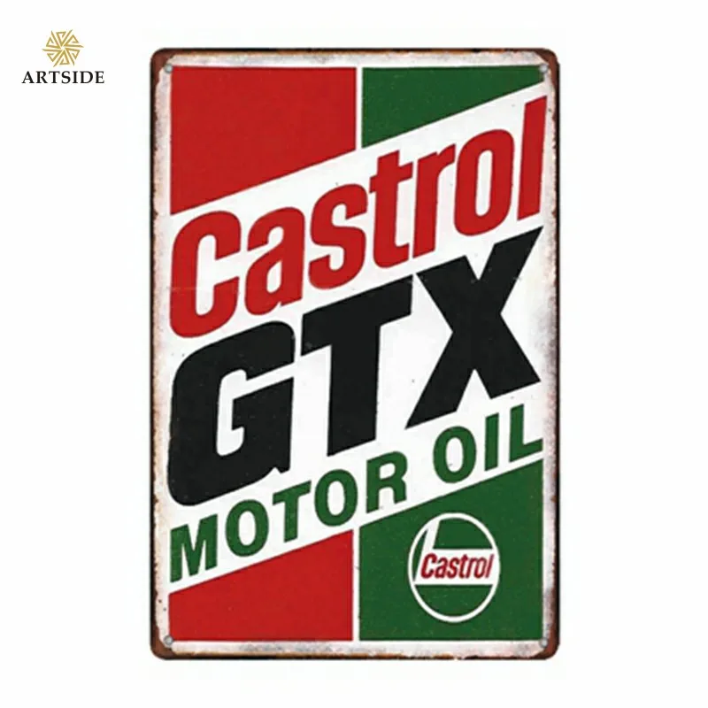Нет минимального заказа Castrol бензиновый Эссо мотор масла оловянные знаки винтажный металлический знак живопись Декор стены для бара кафе паба мотор магазин