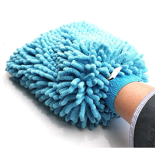 Microfiber Chenille Cleaning Glove, Shaggy Chenille Car Drying Mitt