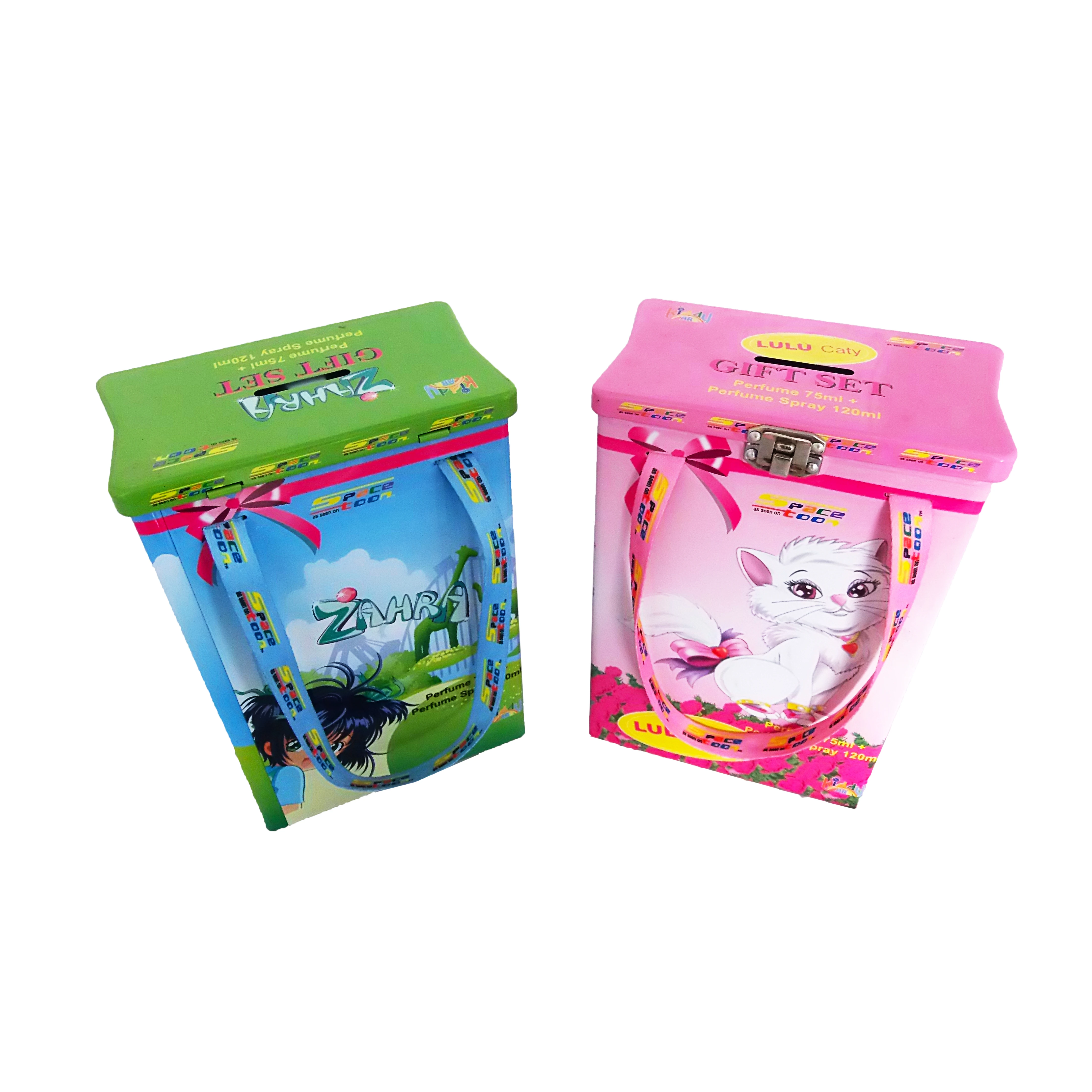 tin can with handle / metal cane hand-held tin case /  tin box for children