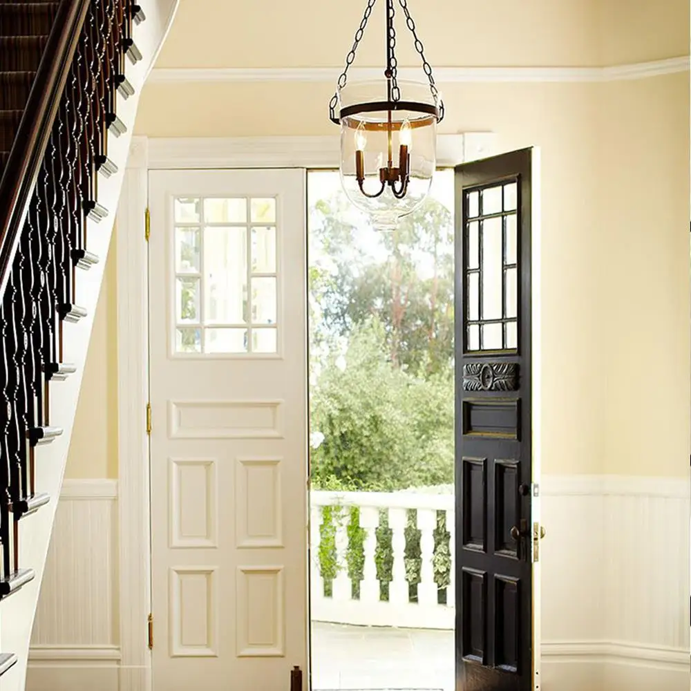 Retro Rustic Clear Glass 3 candle Lights Bell Jar pendant light