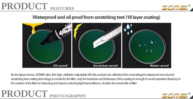 ZOMEI 67mm Optical Glass Filter Lens  10 stop ND1000 filter Dslr Camera Accessories