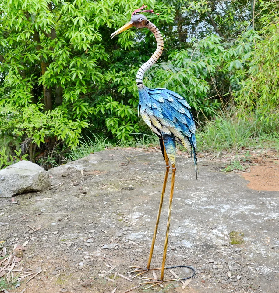 outdoor large statue craft art decorative crane bird Garden Metal
