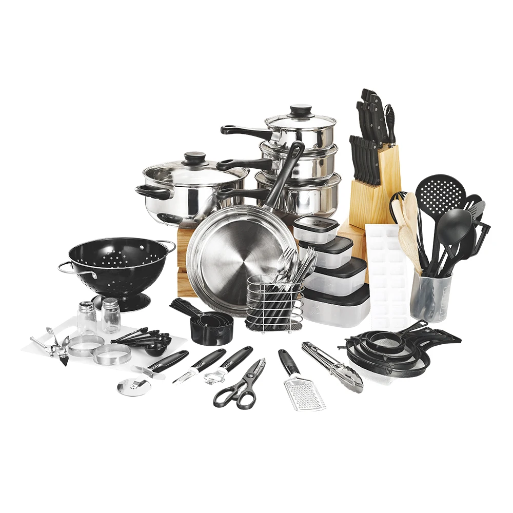 
80pcs Kitchen Ware S/S201 Cookware Set Stainless Steel Cooking Pot Set 