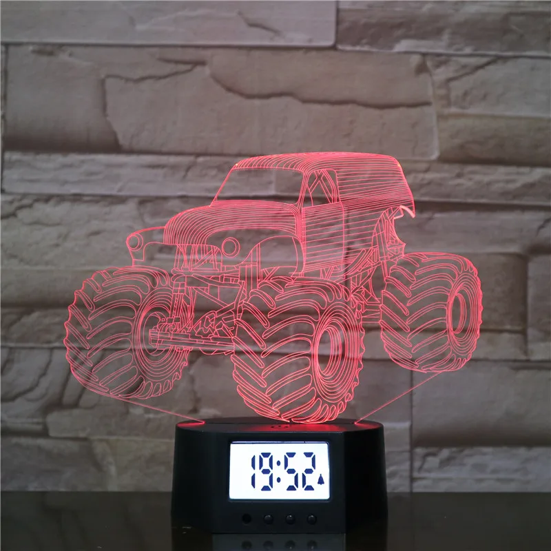 3d иллюзия Лампа с будильником база OEM/ODM в форме грузовика Рождественский подарок лампа