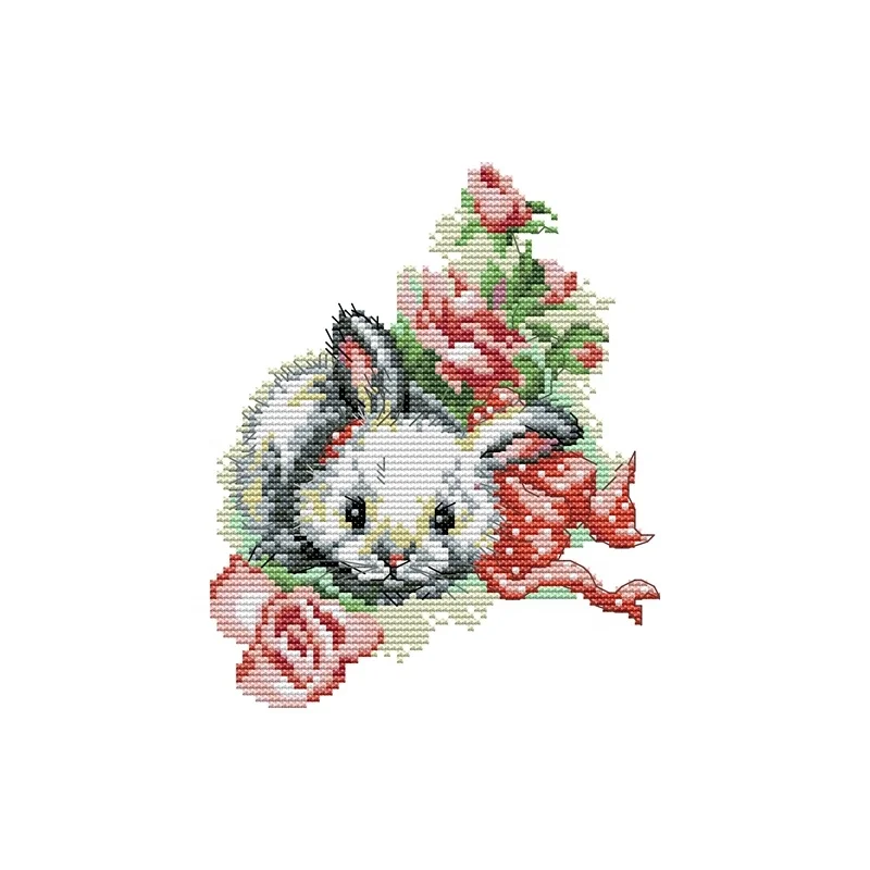 
NKF The little rabbit in the flowers 2 cheap wholesale needlework handicraft handwork diy 3d cross stitch 