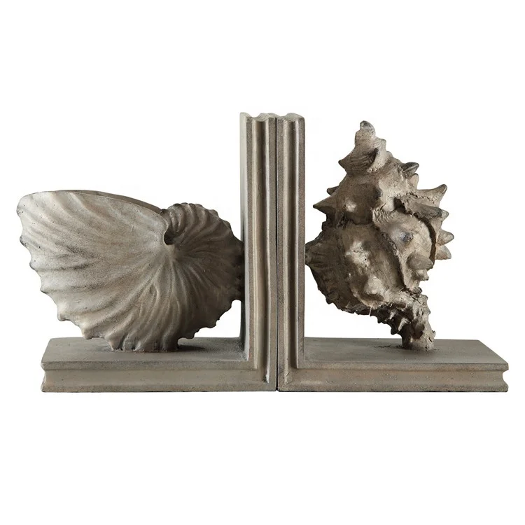 Wholesale table top Unique Coastal Shell Home Resin Decorative Bookends